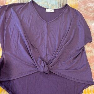 Lavender Field Purple Sleeveless Tie Front Blouse